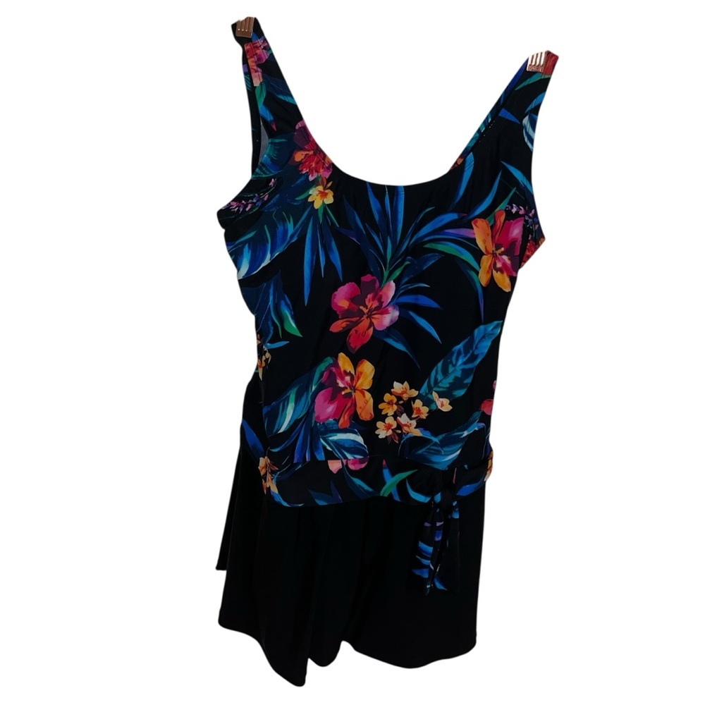 Ceeb swim dress bathing suit swimsuit 16 retro like new floral black